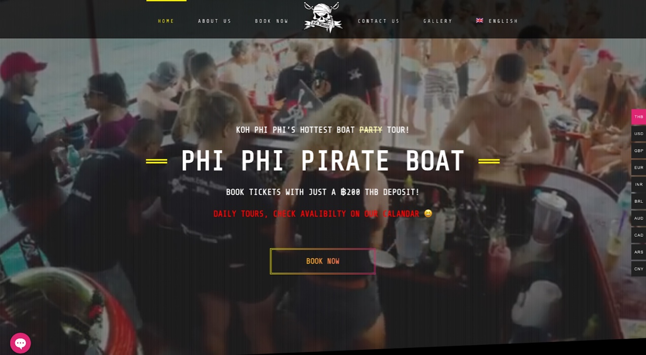 Phi Phi Pirate boat homepage